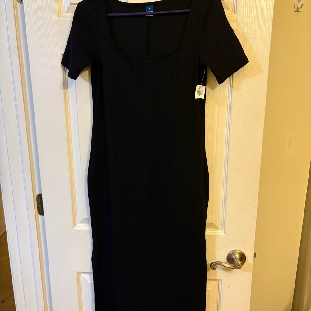Old Navy Black Sheath Midi Dress Scoop Neck